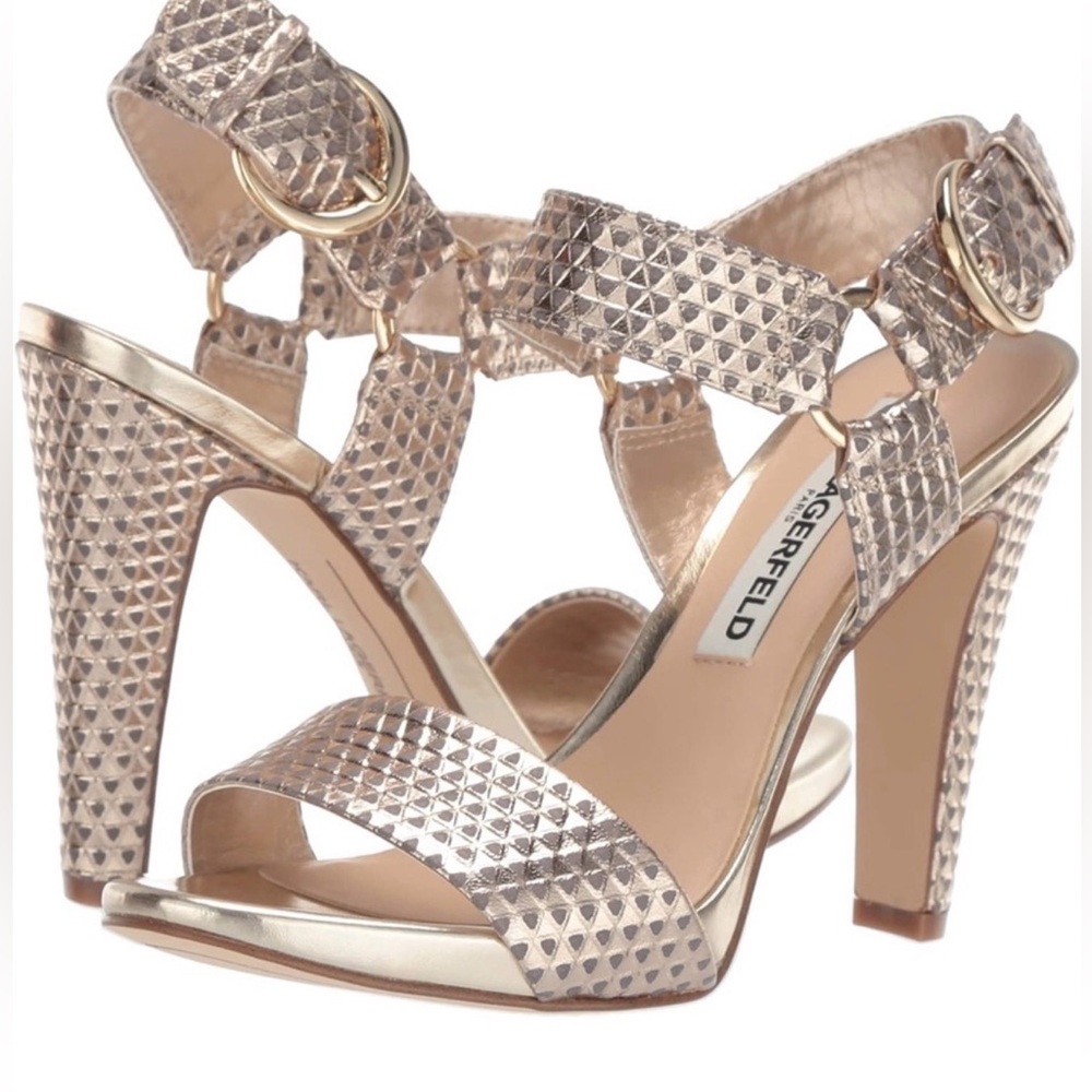 Karl Lagerfeld Metallic Textured Heels